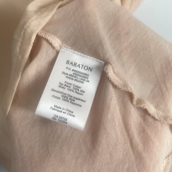 Aritzia Babaton Pink Silk Tunic Blouse Size Small Feminine Dainty Flowy - Picture 4 of 7
